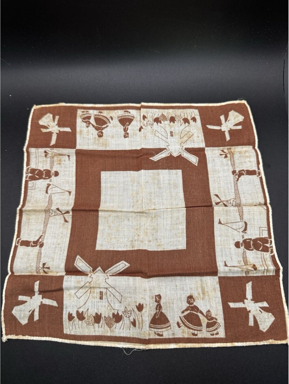 Vintage Dutch Souvenir Handkerchief - Mid 20th Century